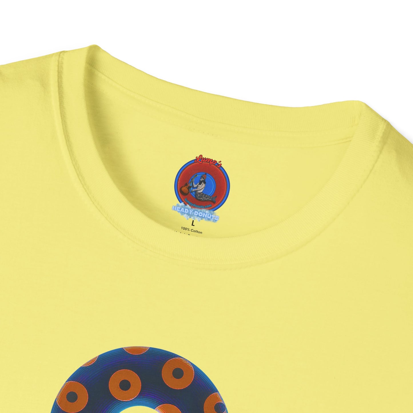 Plain Donuts/Unisex Soft-Style - "Plain Blimpy Paradoxical Donuts" - dark royal blue/orange donuts