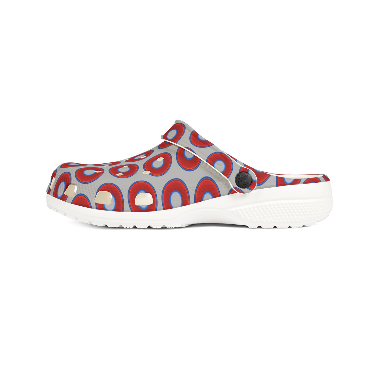 Spatchcocks - donut slip-on shoes - vivid red donuts w/light gray background [unisex]