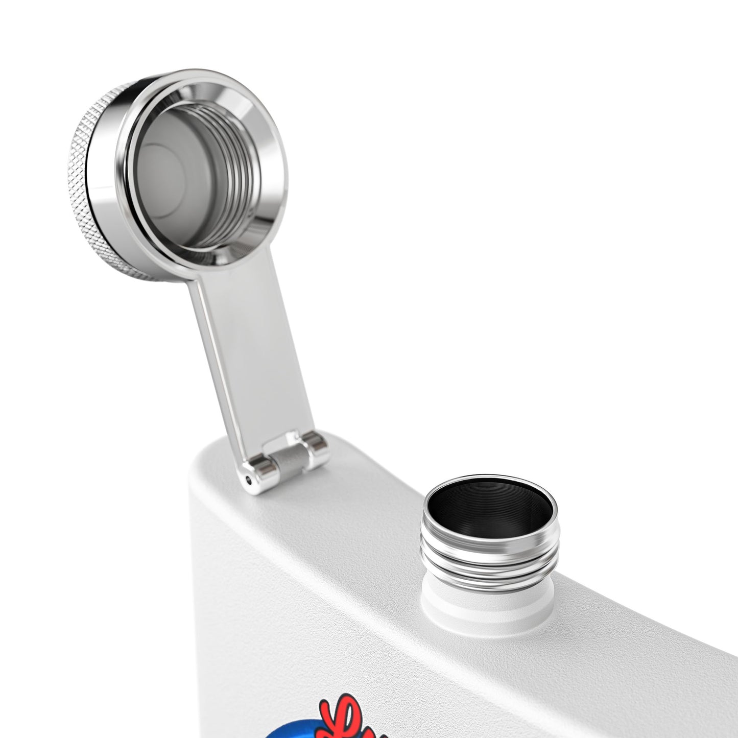 Lump's Donut Flask 6 oz -  "Lump's Heady Logo Flask" - red/blue rustic donut - [*w/your choice of 6 backgrounds]