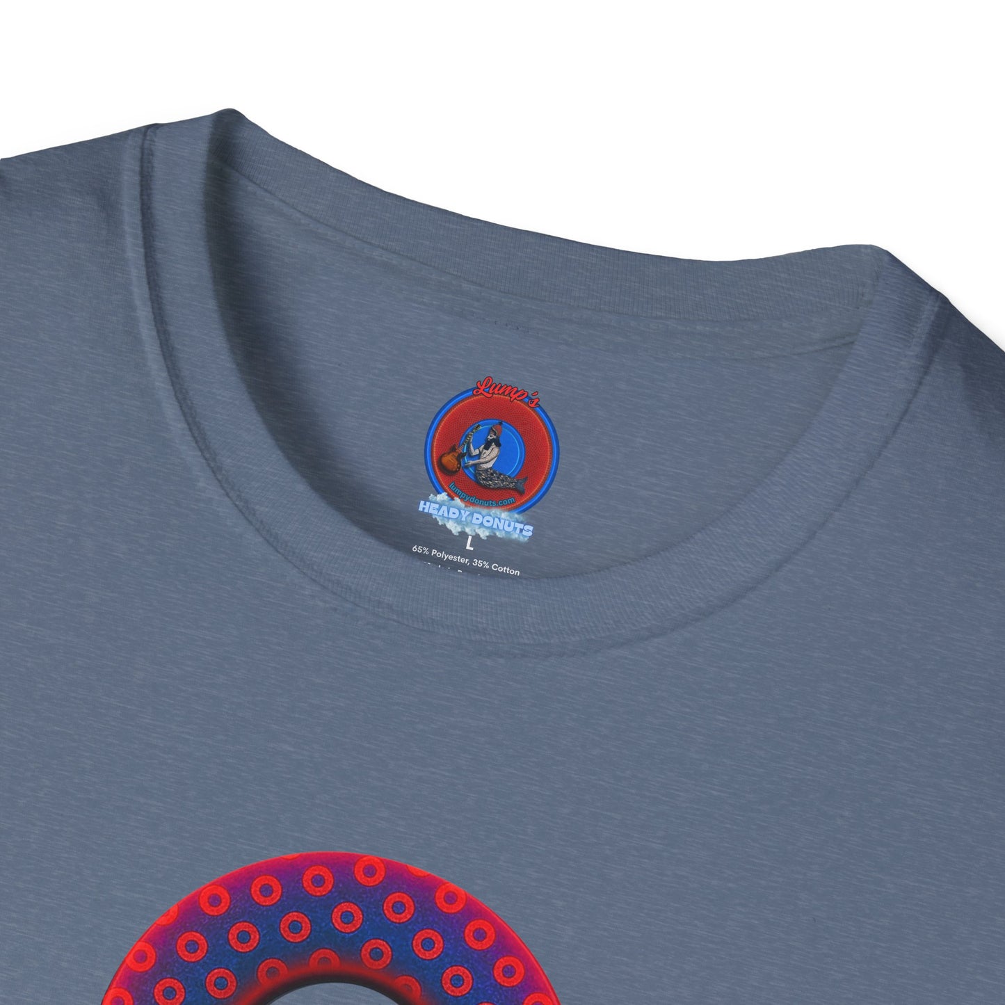 Classic Donut Tee - Unisex Soft-Style - "Vivid Donut inside a Paradox Donut" - blue/red electric paradox donut - variant 2 w/hole