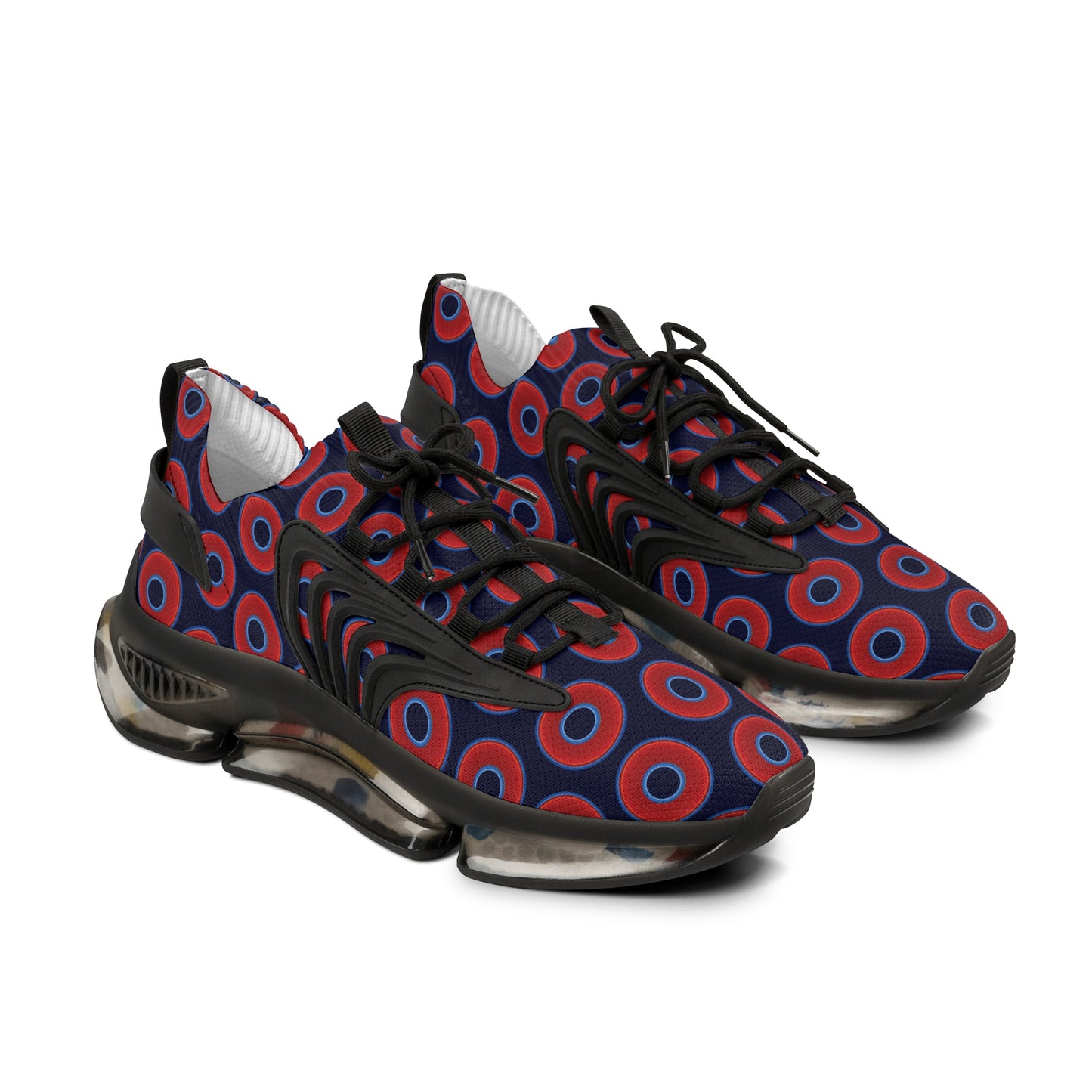 Donut Kicks - red vivid donut print w/midnight blue background