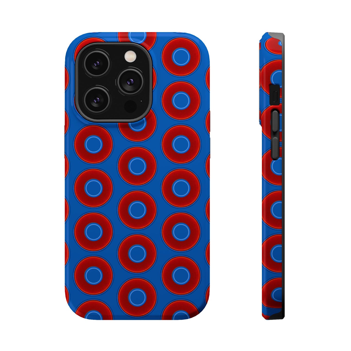 Magnetic Tough Donut Case - red vivid donut print w/dark royal blue background