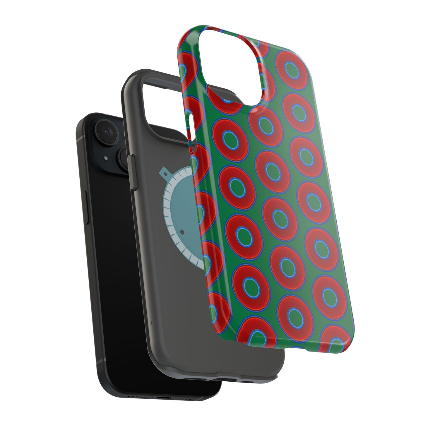 Magnetic Tough Donut Case - red vivid donut print w/green background