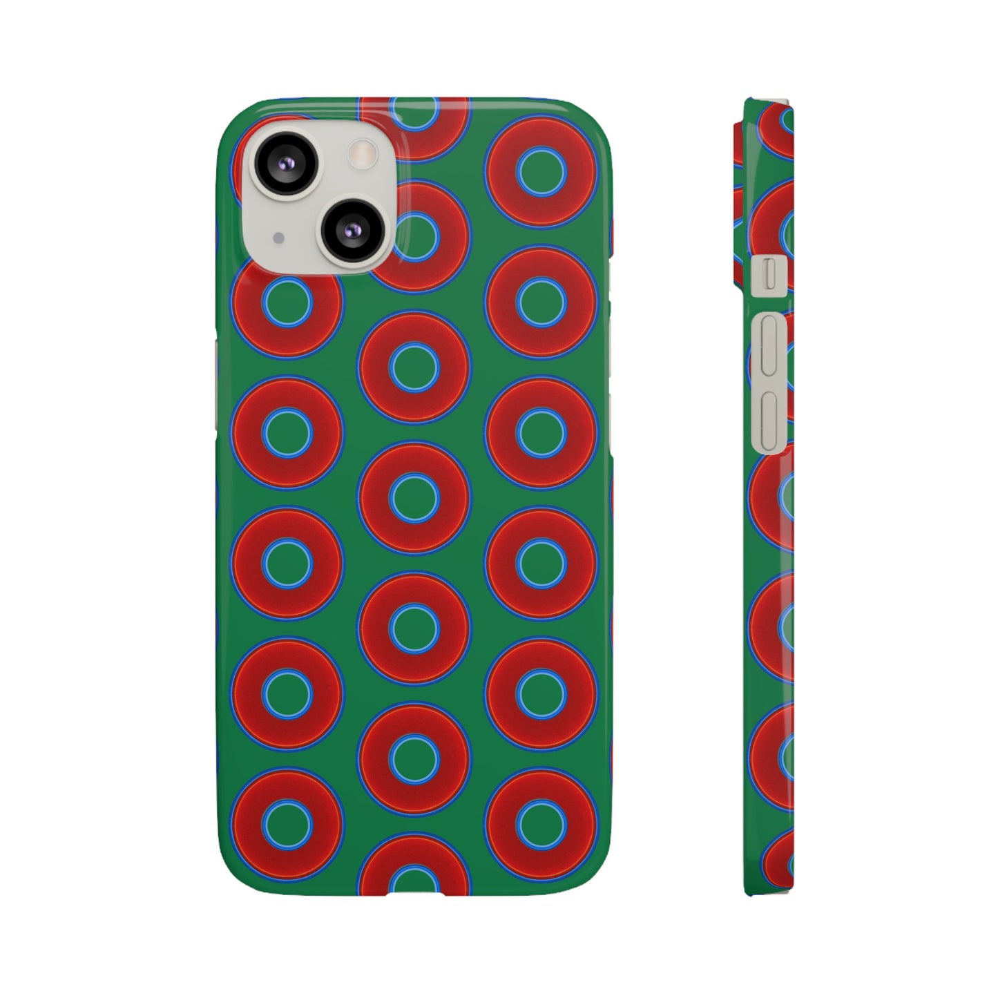 Lumpy Donut Snap Case - red vivid donut print w/green background