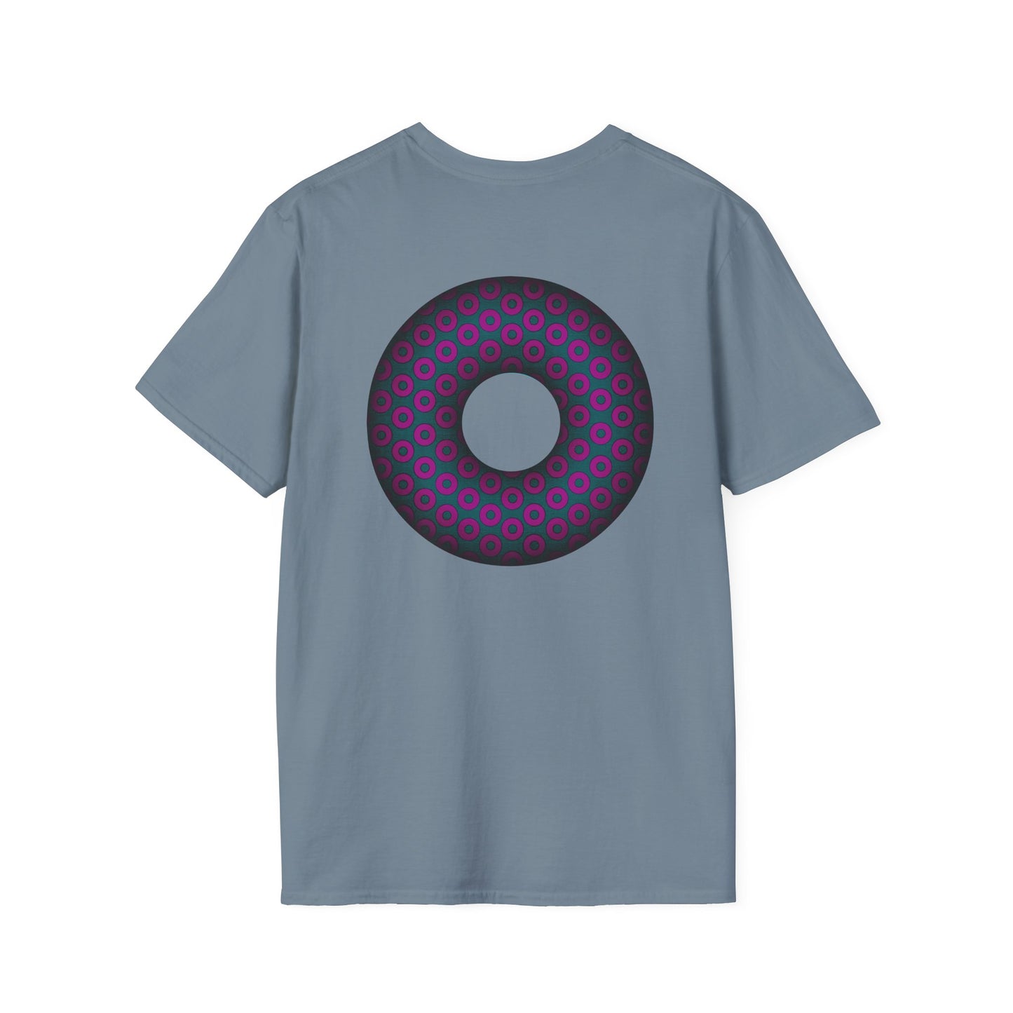 Plain Donuts/Unisex Soft-Style - "Plain Paradoxical Grided Donuts" - dark magenta/faded navy donuts