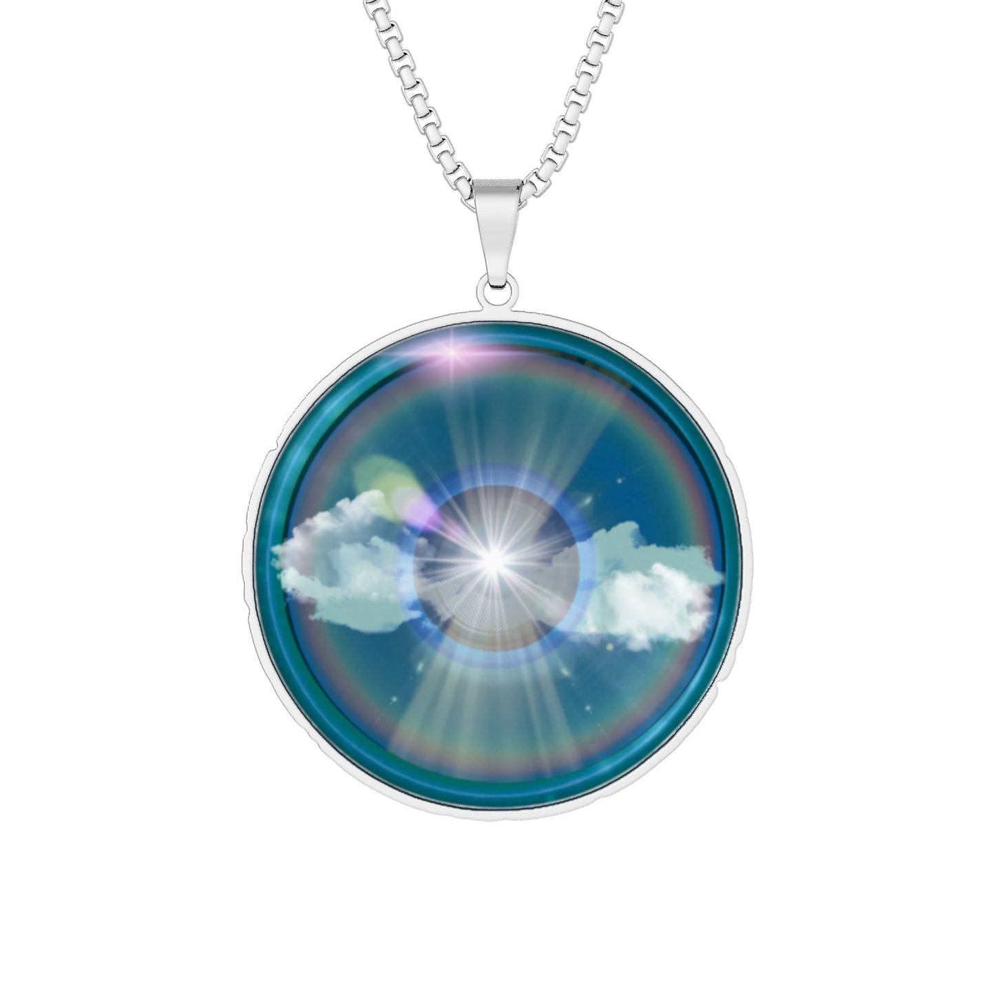 Lump's Heady Donut Necklace - 1" x 1" Stainless Steel Pendant - "The Divided Donut Pendant" - vivid surreal donut - variant 1 [*Charitable Donut]