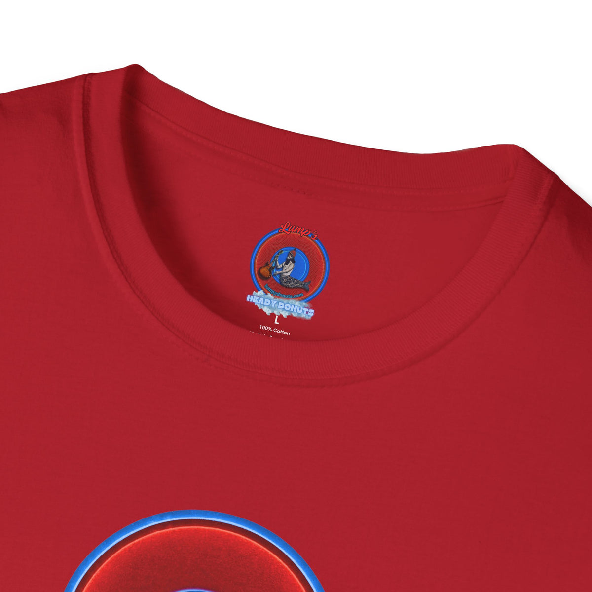 Classic Donut Tee - Unisex Soft-Style - "Rage Side Donut" - vivid red donut - variant 2