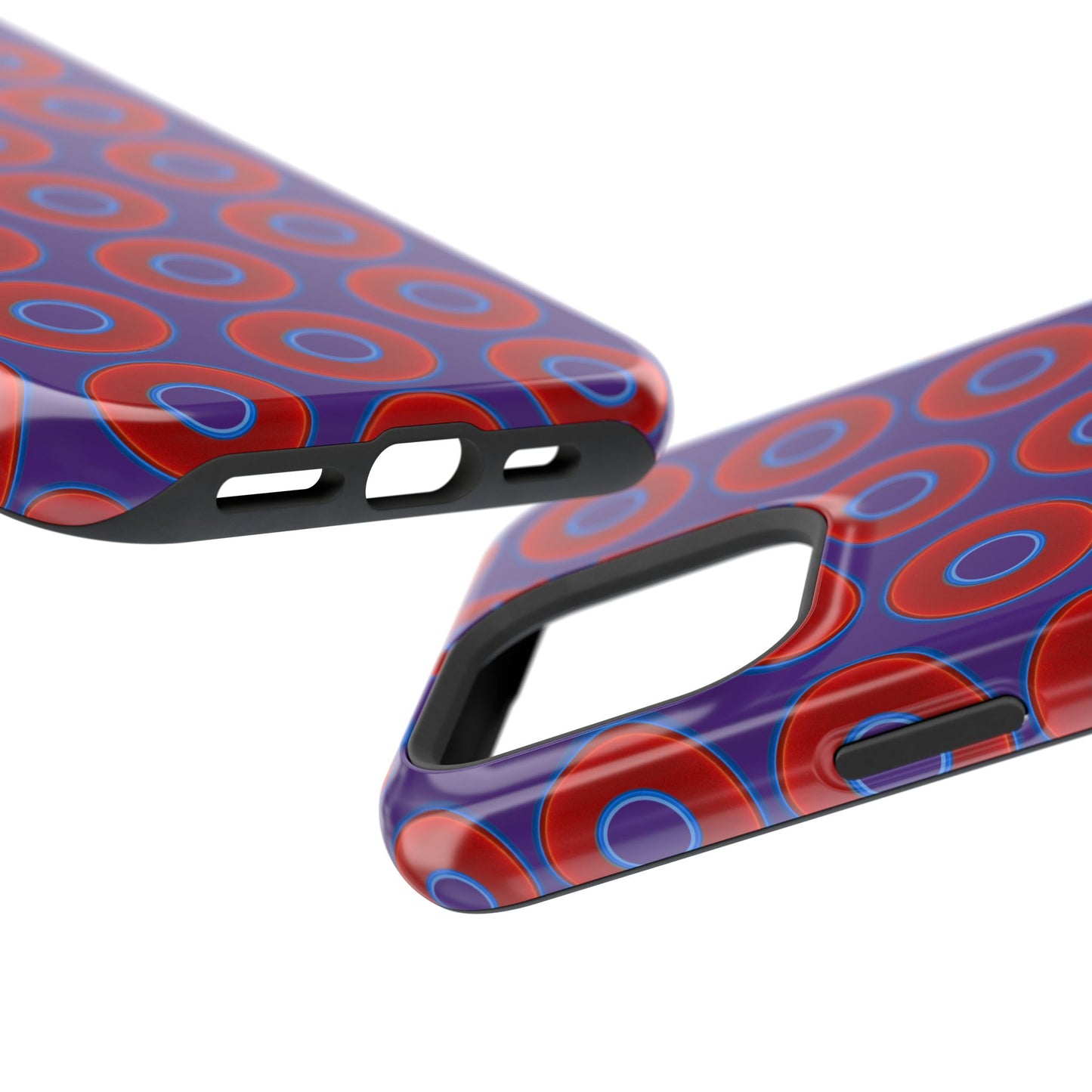 Magnetic Tough Donut Case - red vivid donut print w/purple background