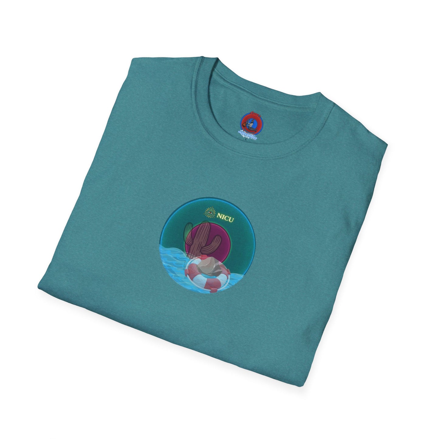 Classic Donut Tee - Unisex Soft-Style - "Masonic Donut of Rites" - series 1.0  - vivid dark teal donut