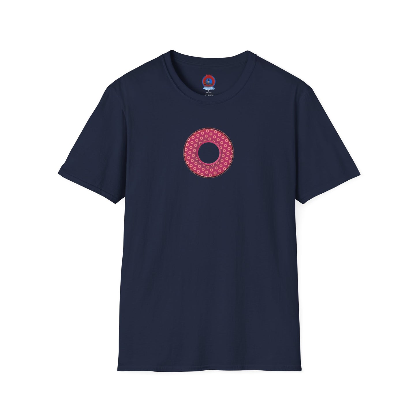 Plain Donuts/Unisex Soft-Style - "Plain Electric Paradoxical Donuts" - dark magenta/coral donuts