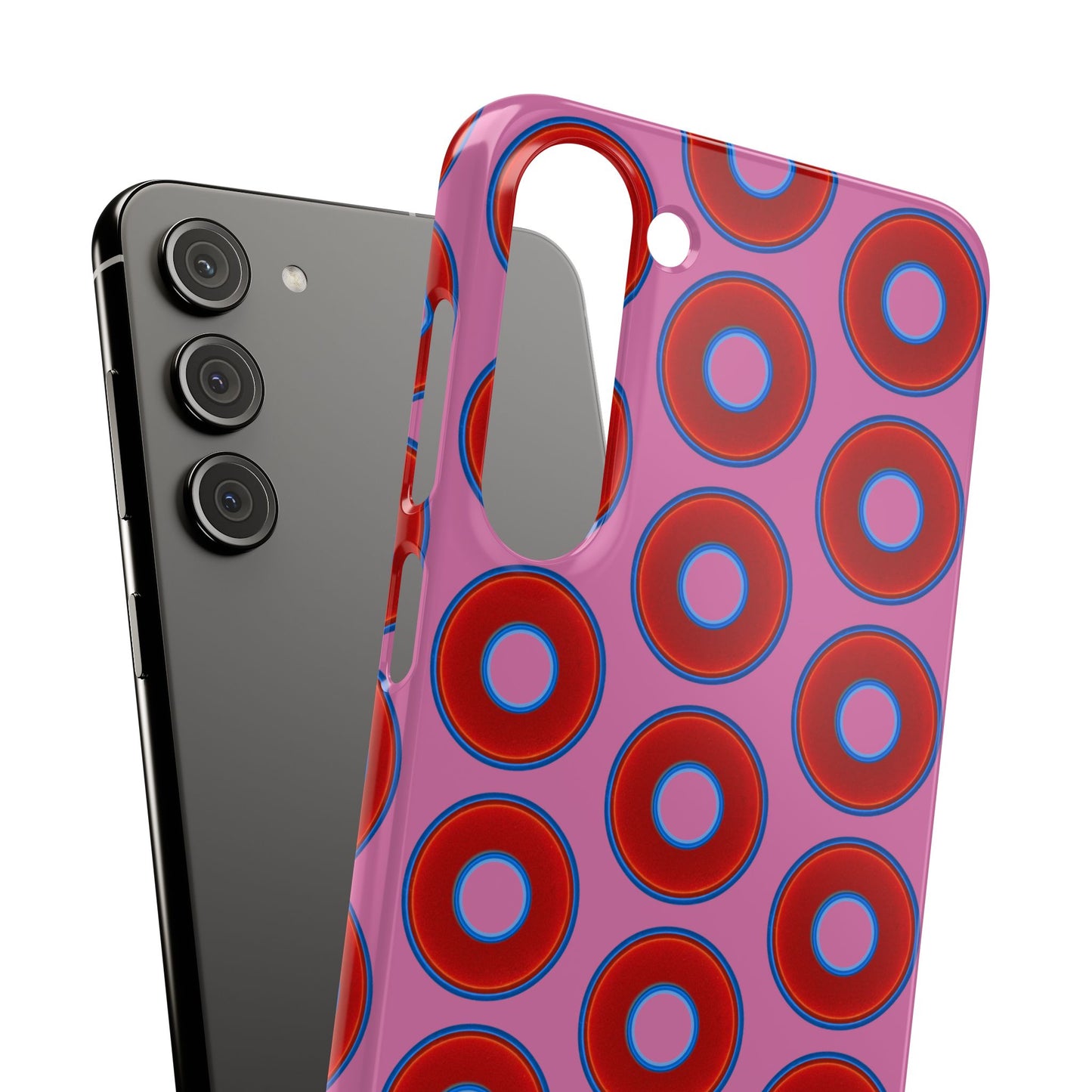 Lumpy Donut Snap Case - red vivid donut print w/light pink background