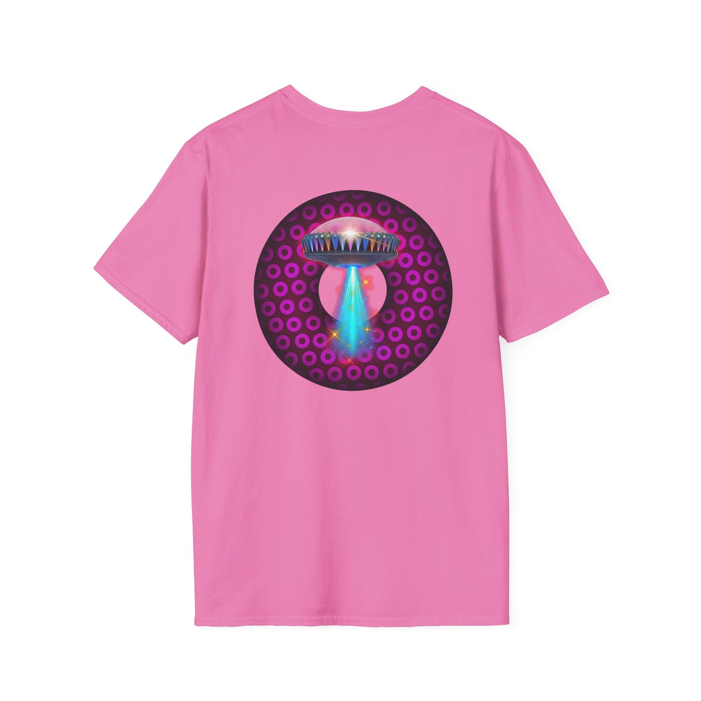 Coffee Traders Tee - Unisex Soft-Style - "Blastoff " - paradoxical donuts - variant 2 - logo front/mothership back