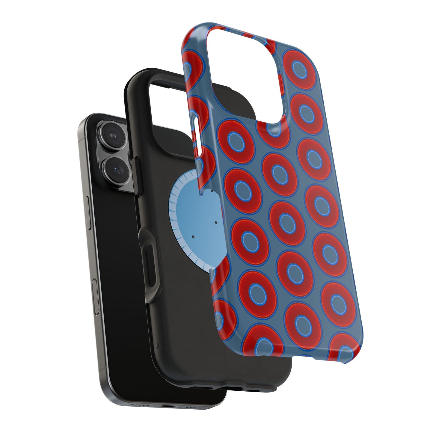 Magnetic Tough Donut Case - red vivid donut print w/steel blue background