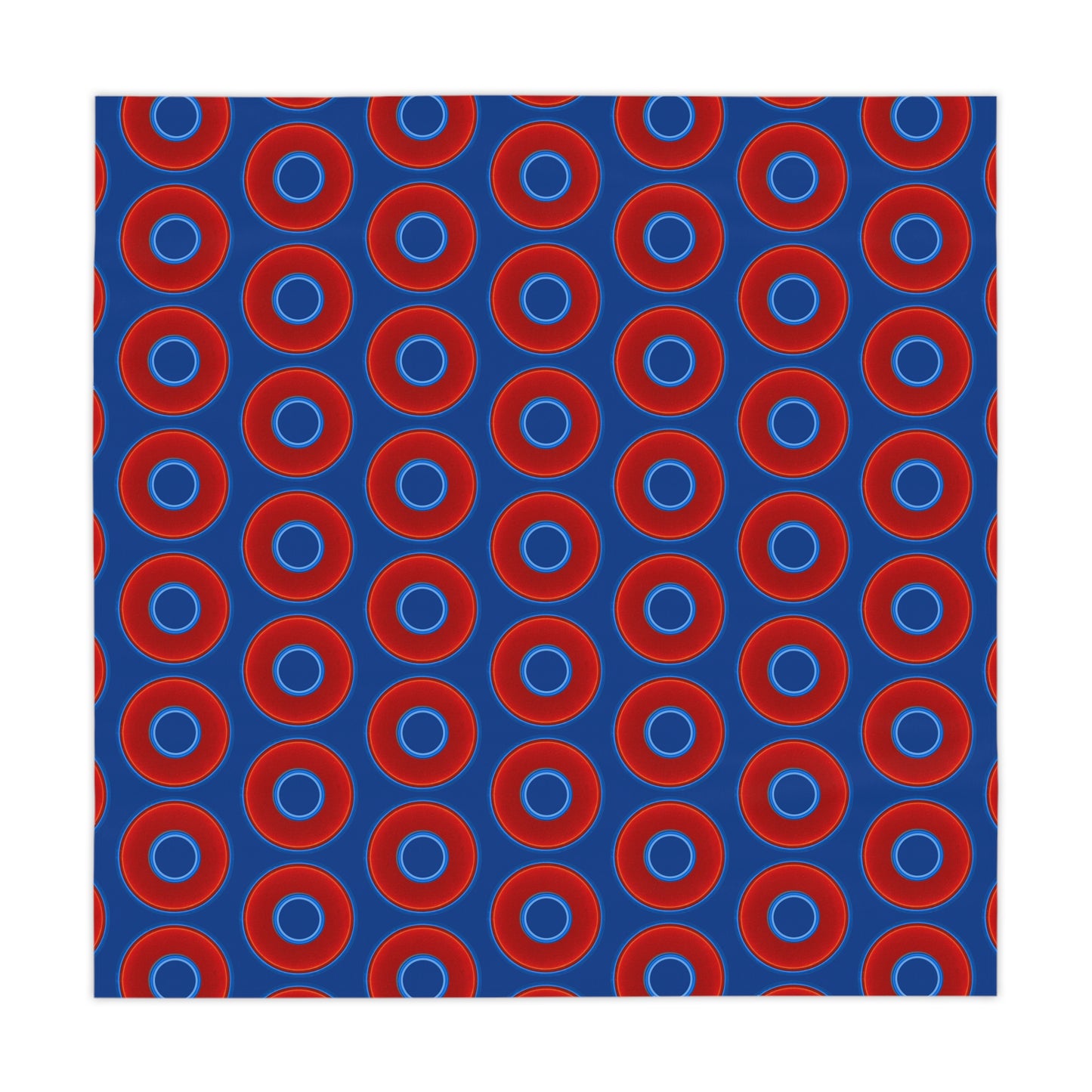 Lumpy Tablecloth - 55.1" x 55.1" - vivid red donuts w/dark blue background