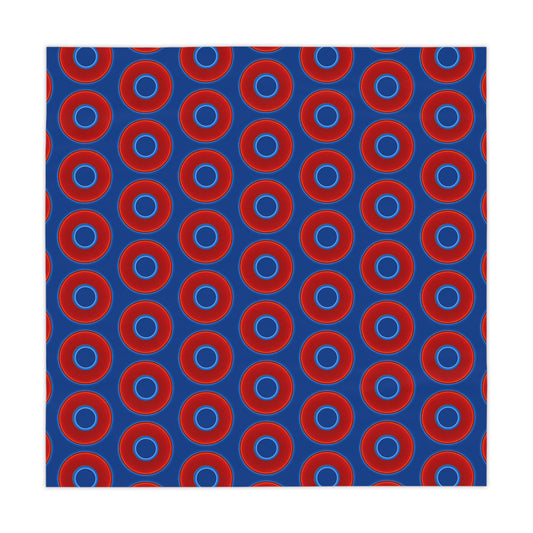 Lumpy Tablecloth - 55.1" x 55.1" - vivid red donuts w/dark blue background