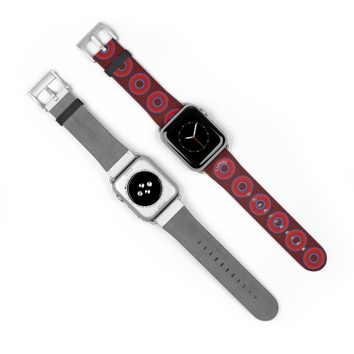 Lumpy Donut Wristband - compatible w/apple watch - red vivid donuts w/dark red background