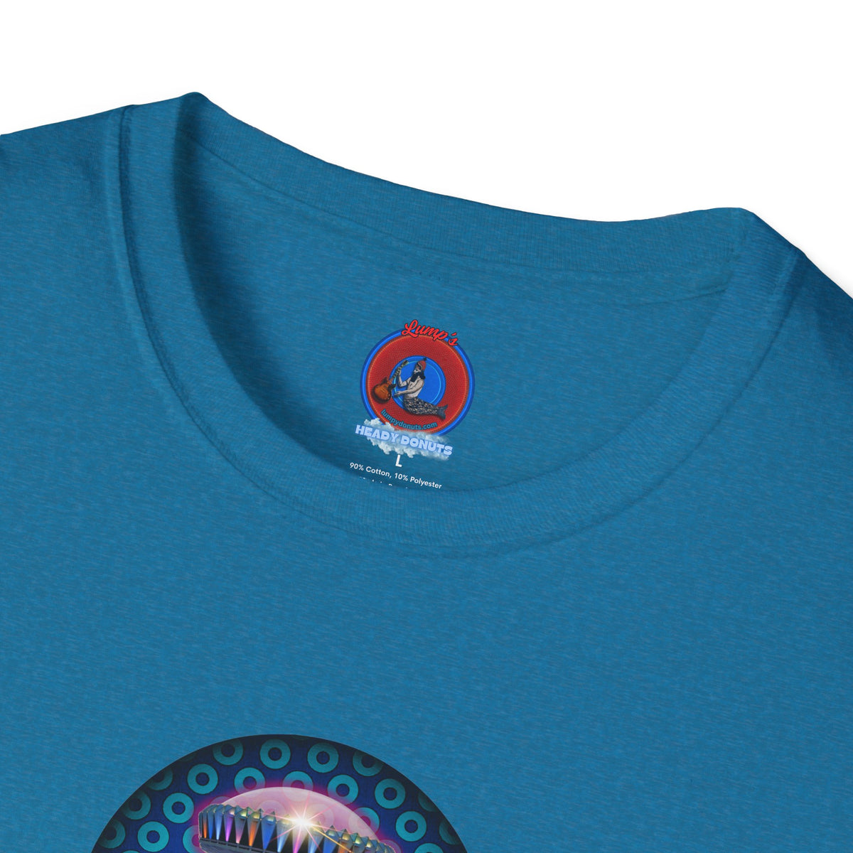 Classic Donut Tee - Unisex Soft-Style - "Donuts now Served on the Mothership" - series 1.0  - variant 3  - blue/light blue donut