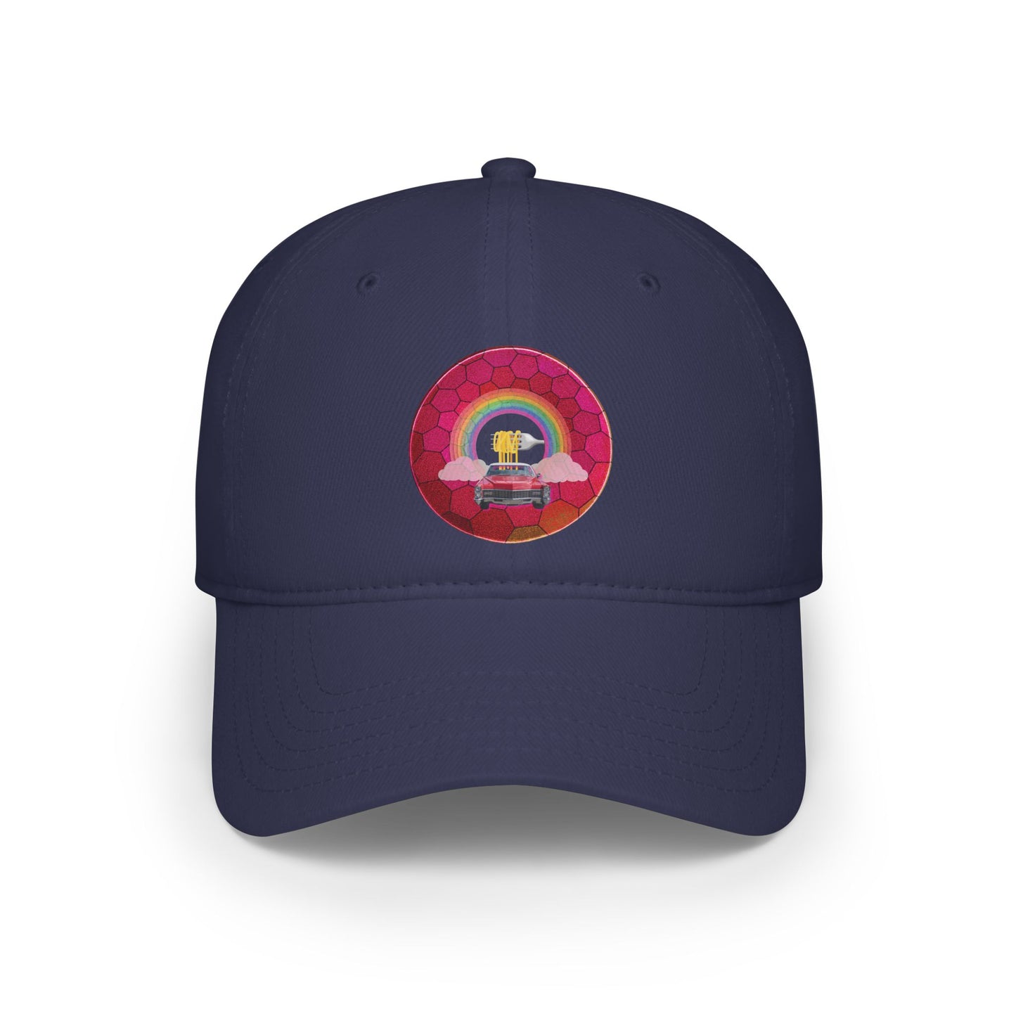 Lumpy Donut Baseball Cap - "Caddy Spaghetti Incident Donut Cap" - variant 1 - magenta hexadonut w/