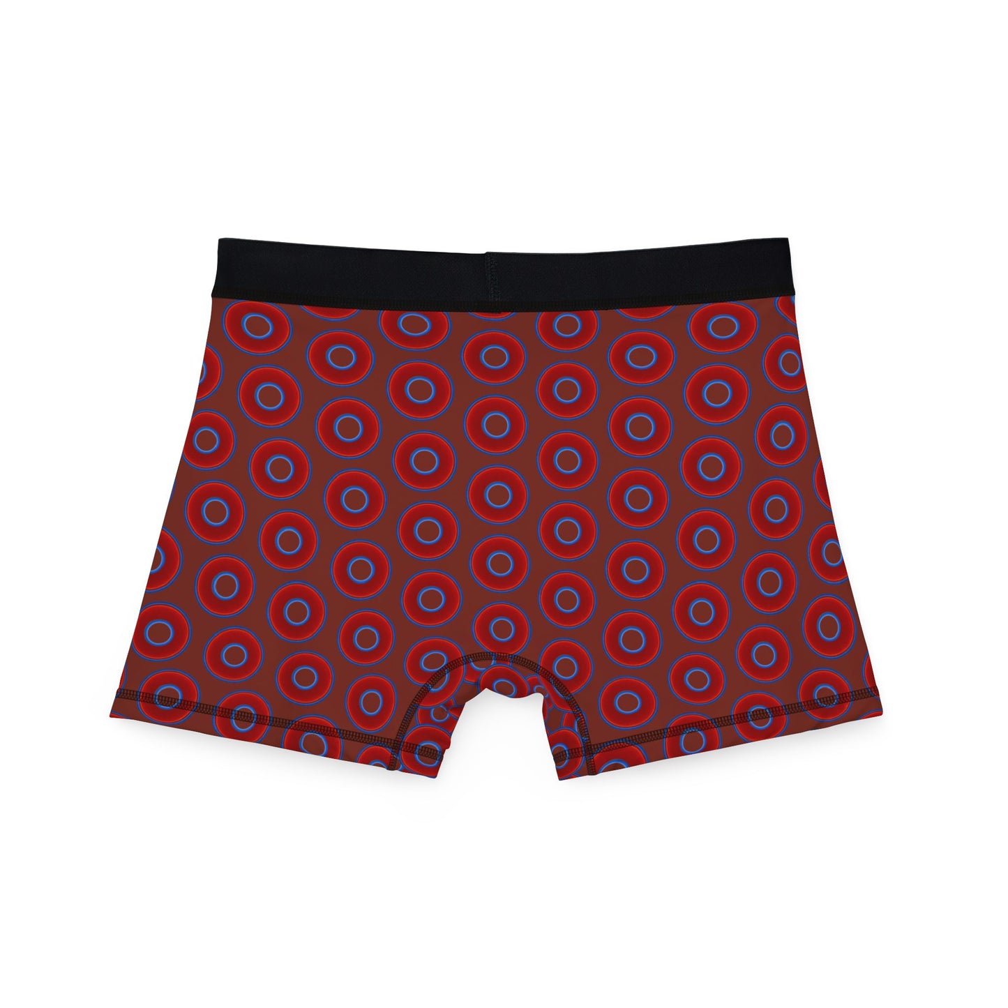 Men's Donut Boxers - red vivid donuts w/burnt umber background