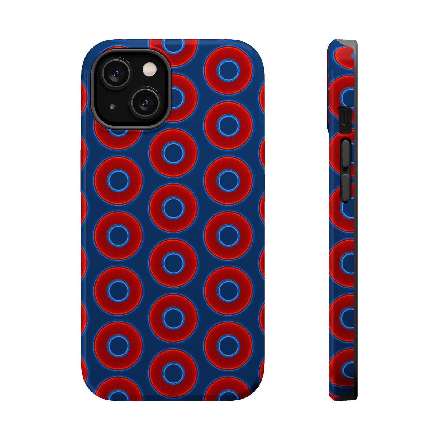 Magnetic Tough Donut Case - red vivid donut print w/Atlantic navy blue background