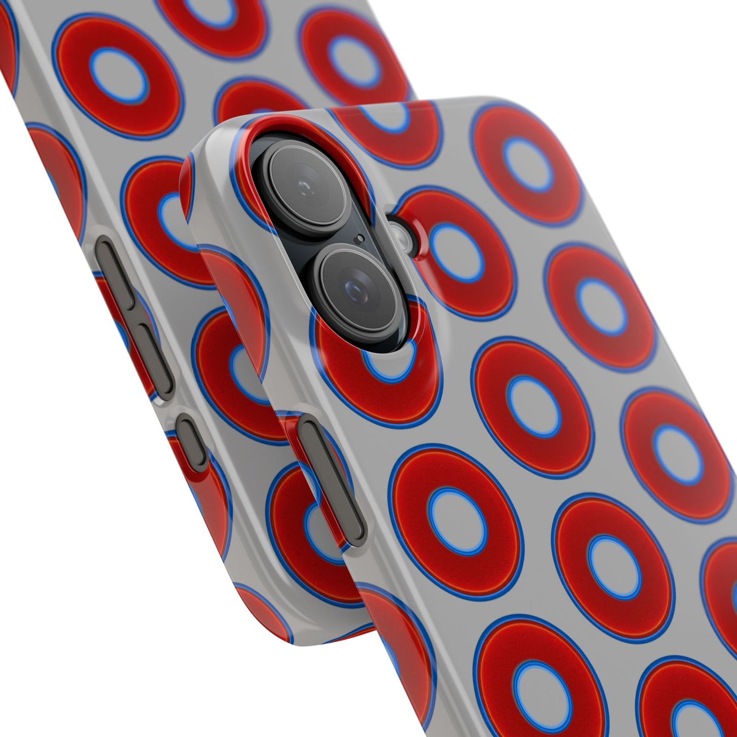 Lumpy Donut Snap Case - red vivid donut print w/light gray background