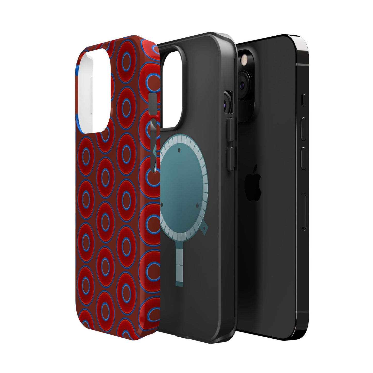 Magnetic Tough Donut Case - red vivid donut print w/burnt umber background