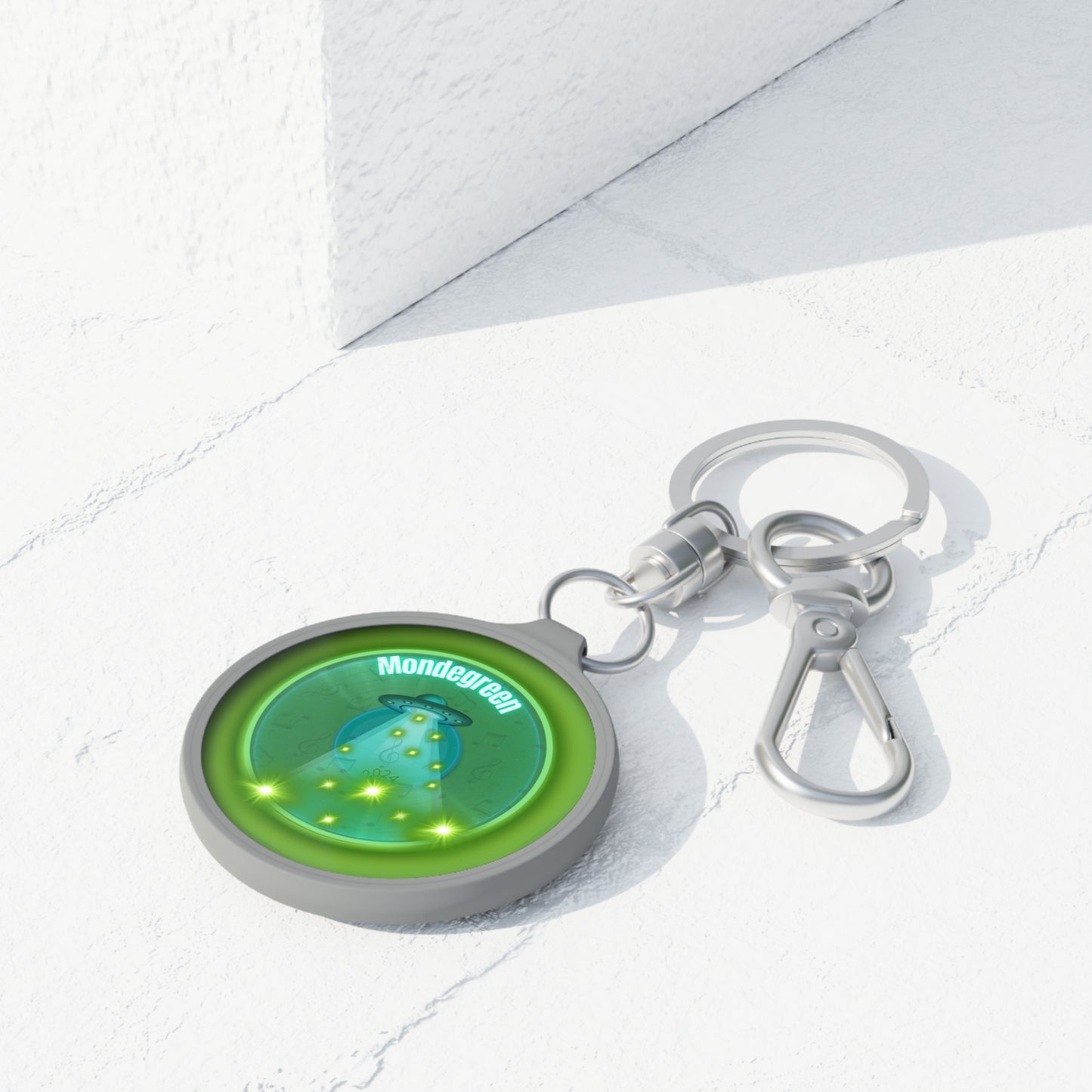 Lumpy Donut Keychain - "Close Encounters of the Delaware Kind" - series 1.0 - variant 1 - green donut