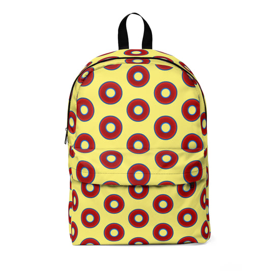 Donut Backpack - red vivid donuts w/yellow background