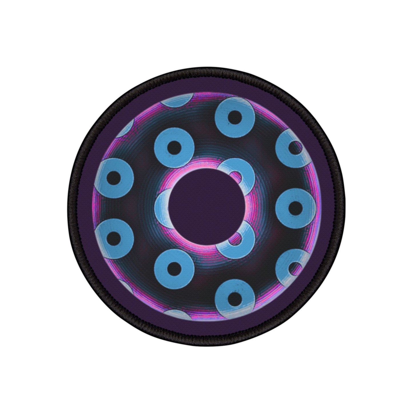 Iron-On Donut Patch - "Plain Blimpy Paradox Donut" - dark purple/light blue blimpy donut