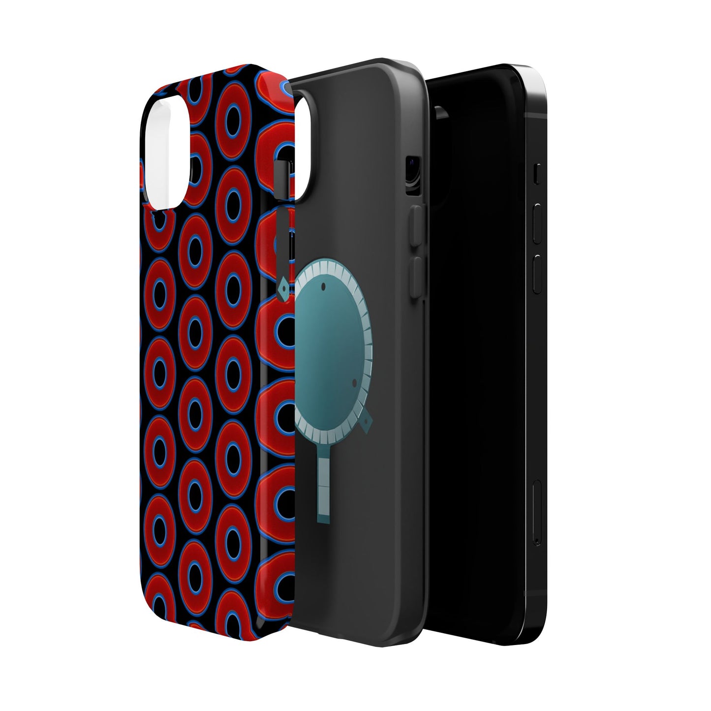 Magnetic Tough Donut Case - red vivid donut print w/black background