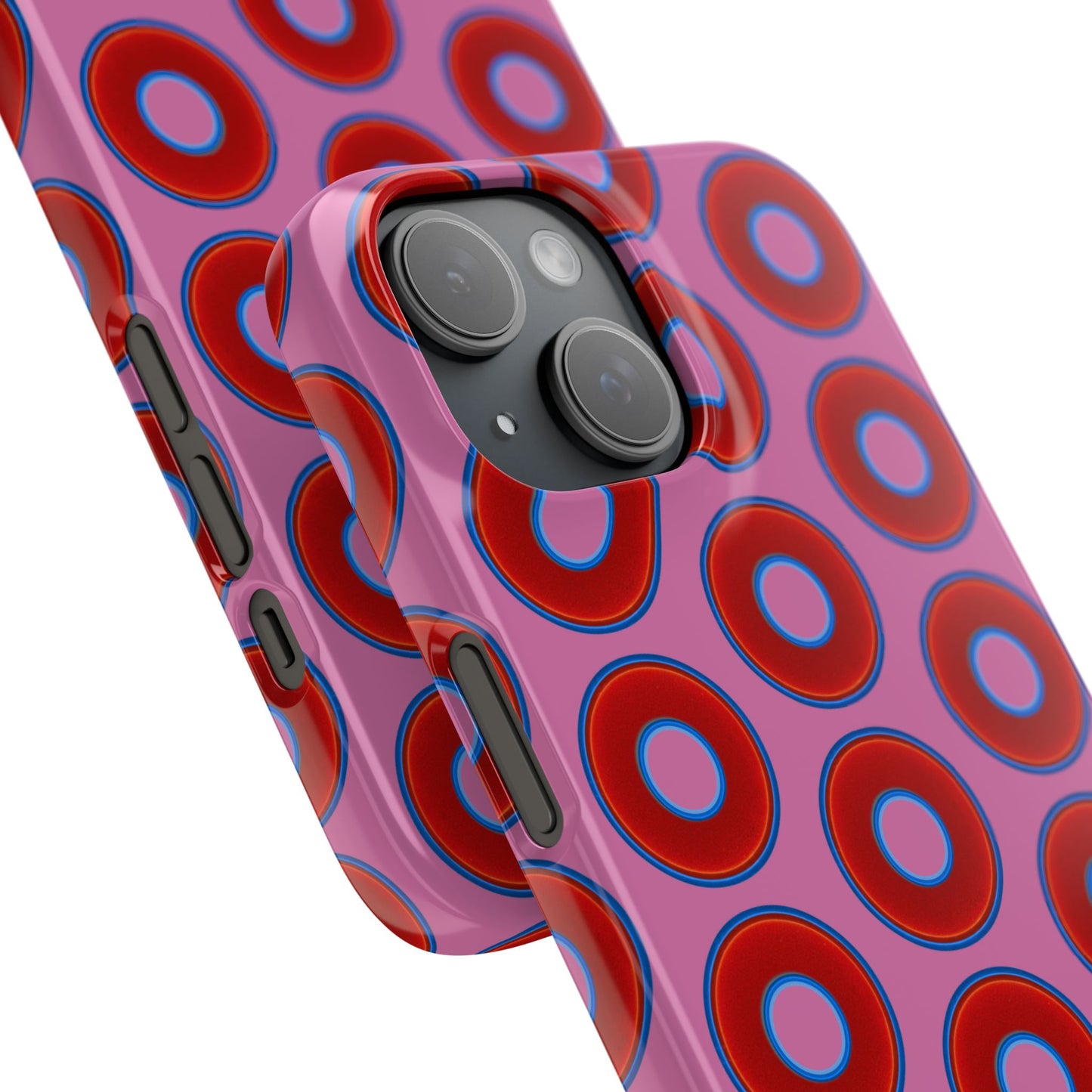 Lumpy Donut Snap Case - red vivid donut print w/light pink background