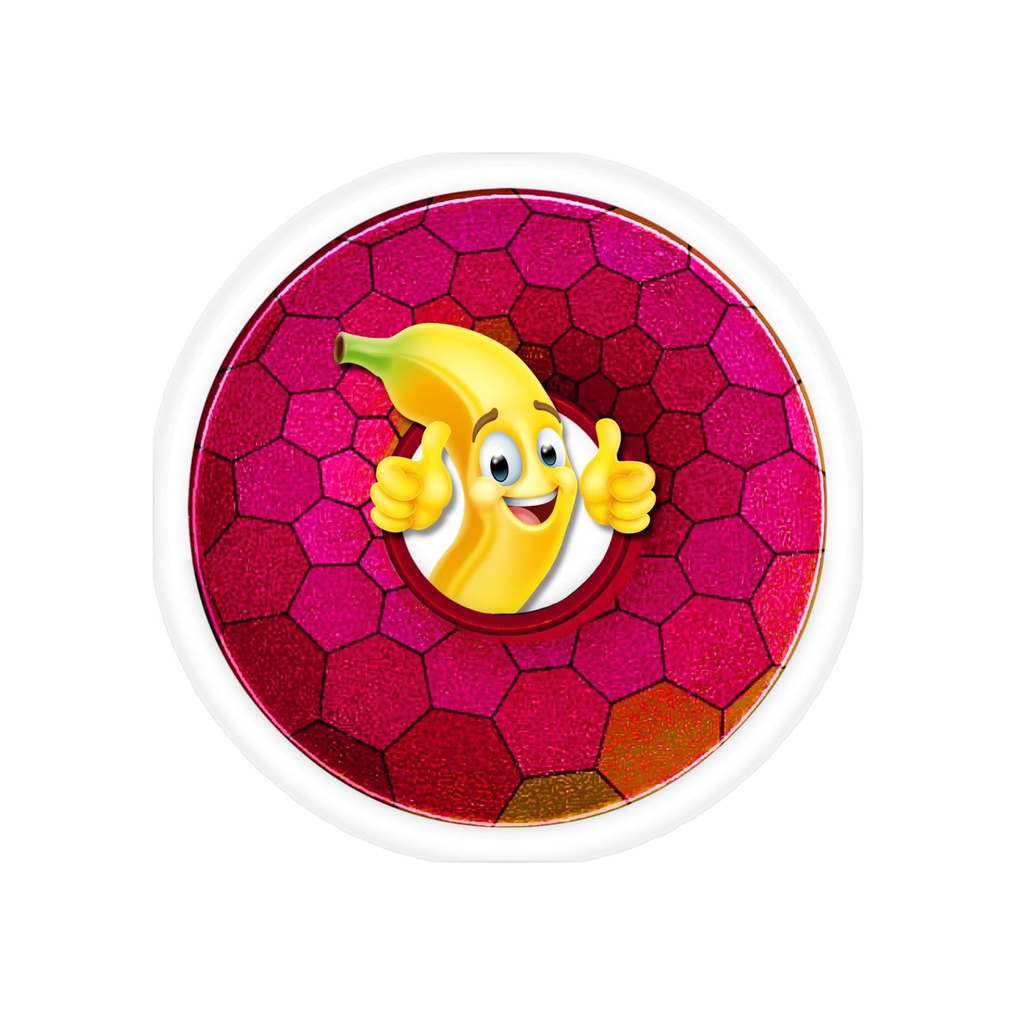 Donut Bumper/Outdoor Sticker - "Dis Sheet... it's Bananas" - variant 7 - magenta hexadonut - [Die-Cut] 6"x 6"