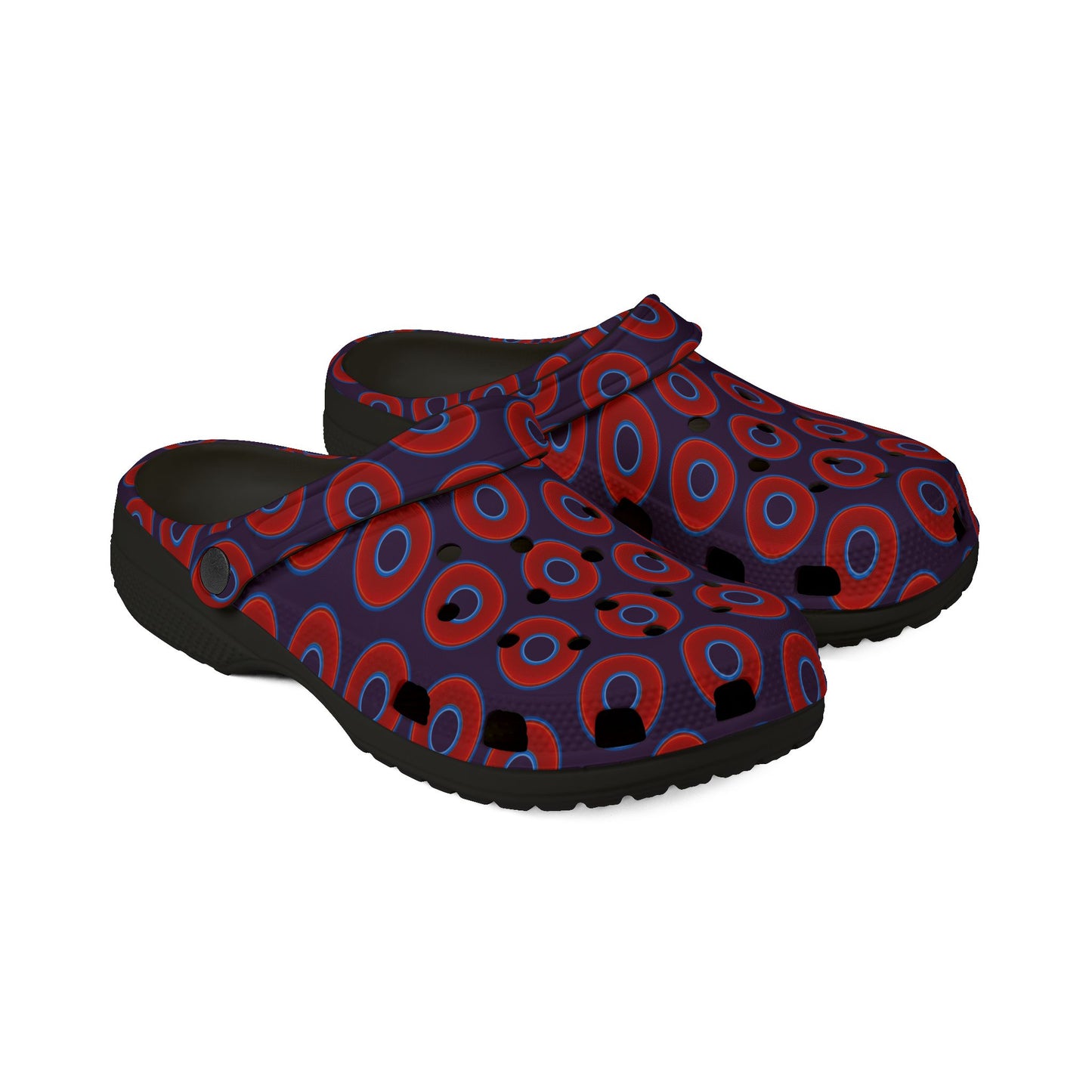 Spatchcocks - donut slip-on shoes - vivid red donuts w/midnight purple background [unisex]
