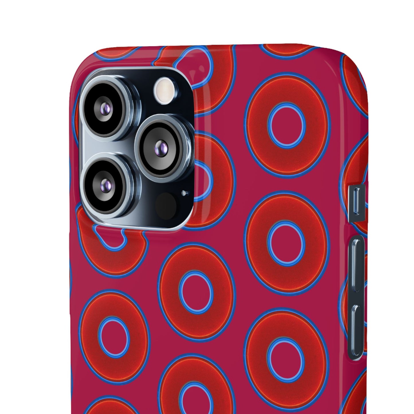 Lumpy Donut Snap Case - red vivid donut print w/dark magenta background