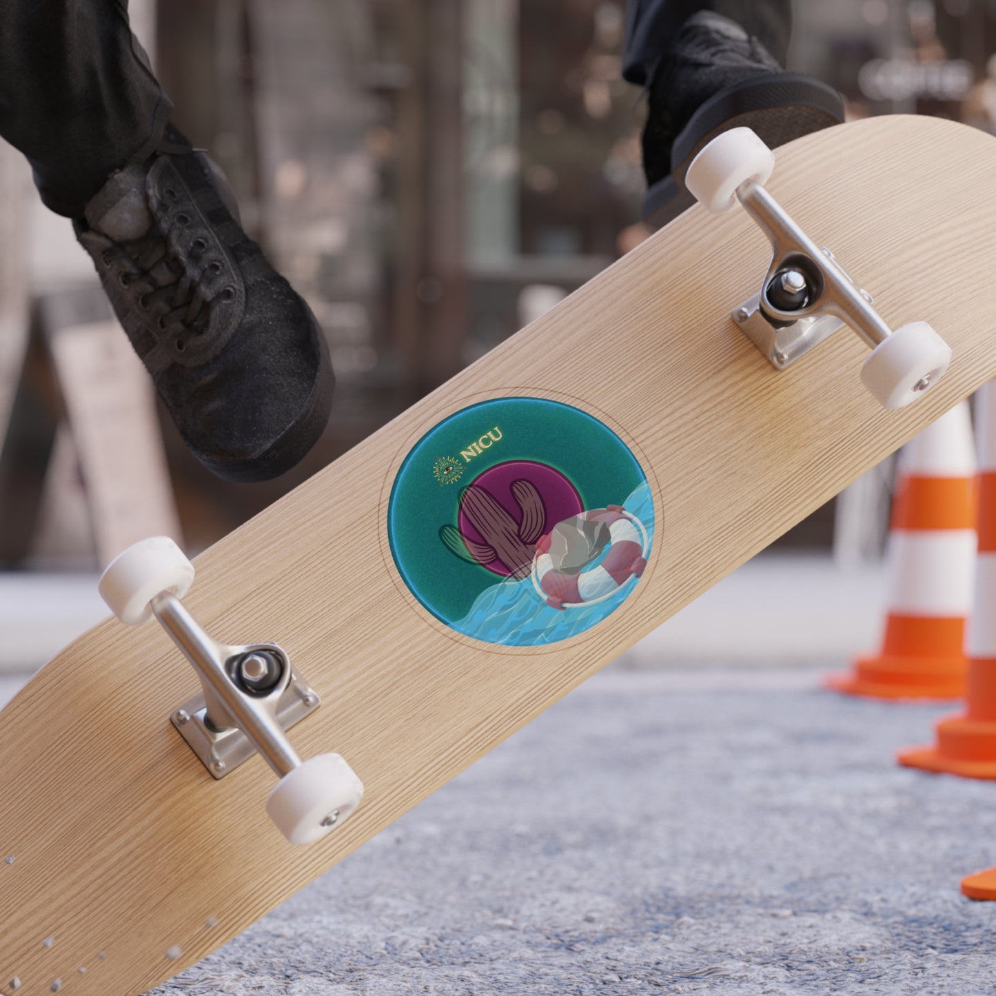 Donut Bumper/Outdoor Sticker - "The Donut That Conveys" - series 1.0 - teal donut - [Die-Cut] 6"x 6"