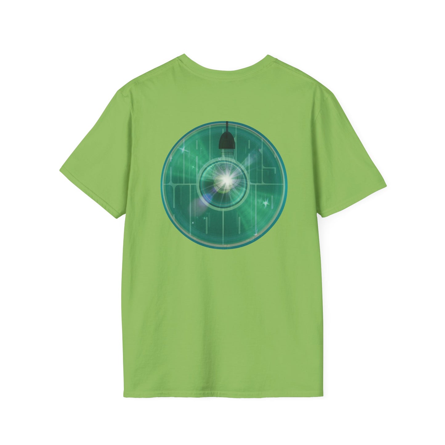 Classic Donut Tee - Unisex Soft-Style - "Harry's Hoodlum Donut" - series 1.0  - variant 4 - lights on/green donut(s)