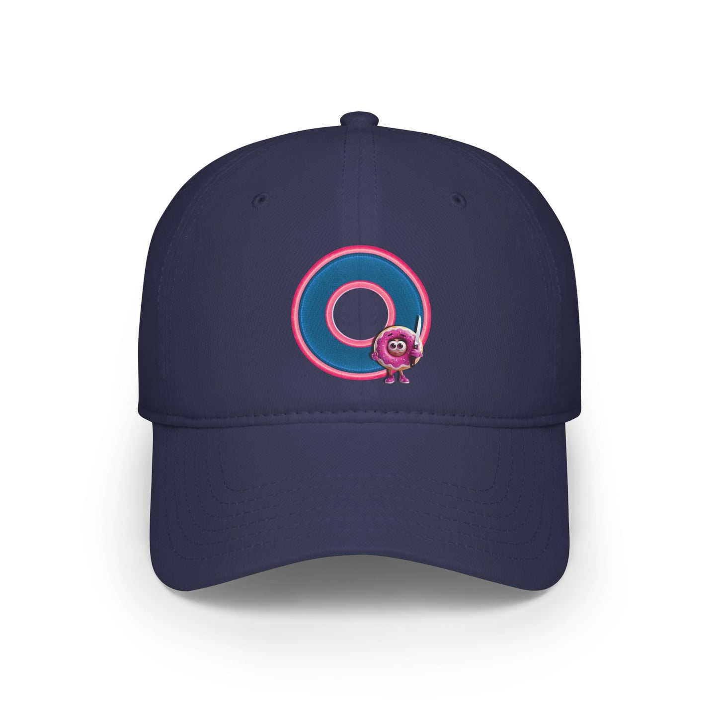 Lumpy Donut Baseball Cap - "My Phriend The Donut's Cap" - variant 2 - blue/pink rustic donut w/