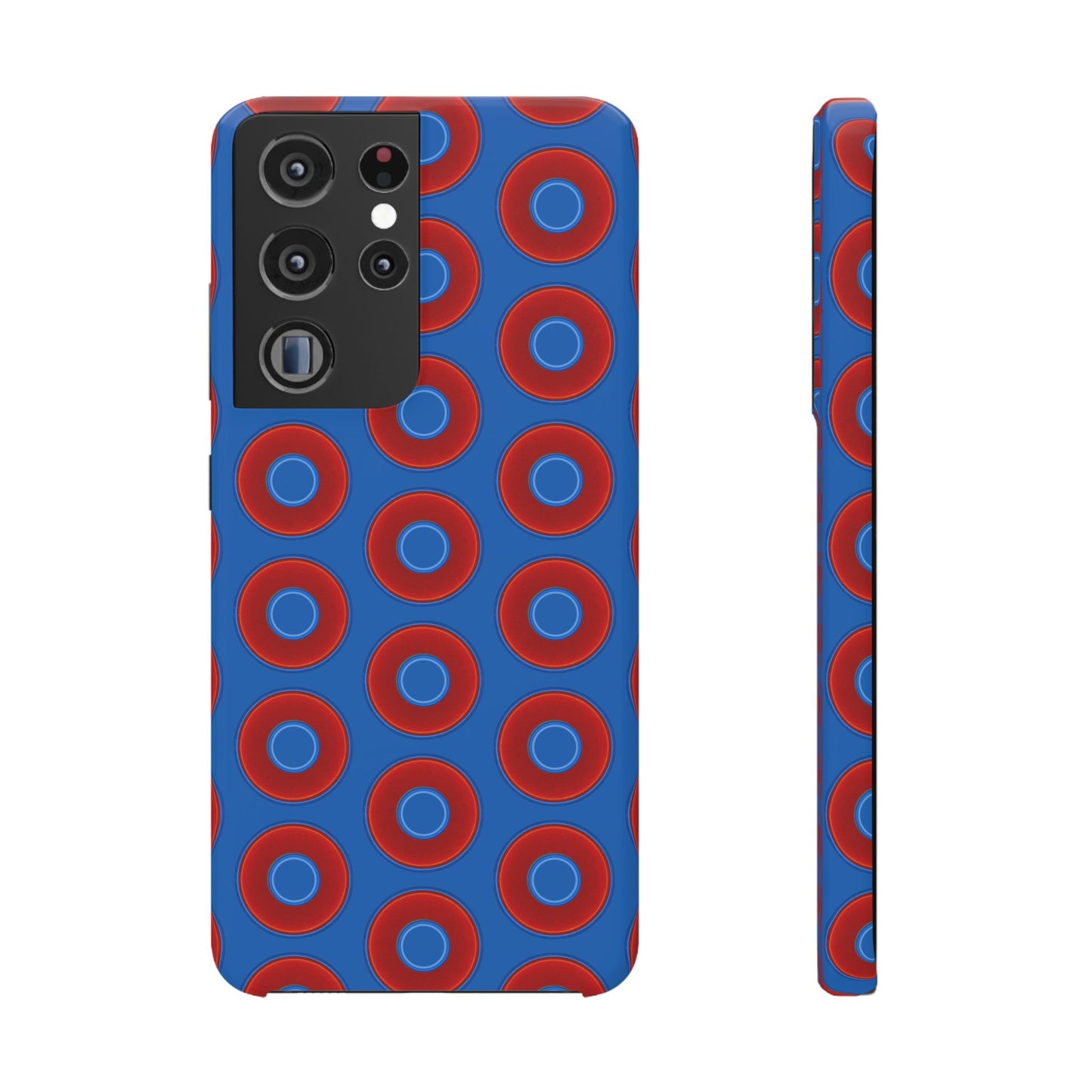 Lumpy Donut Snap Case - red vivid donut print w/dark royal background