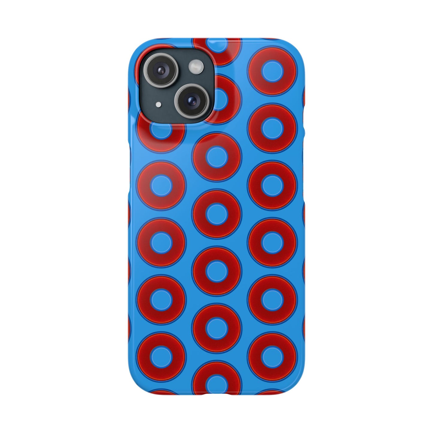 Lumpy Donut Snap Case - red vivid donut print w/sky royal blue background