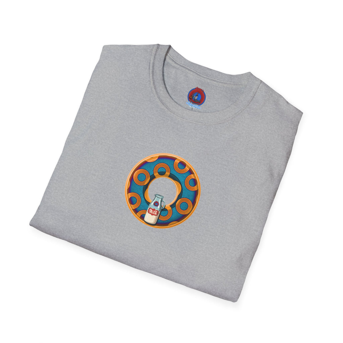 Classic Donut Tee - Unisex Soft-Style - "Wooked Cream - YEMSG Donut " -blue/orange rustic paradox donut - variant 4