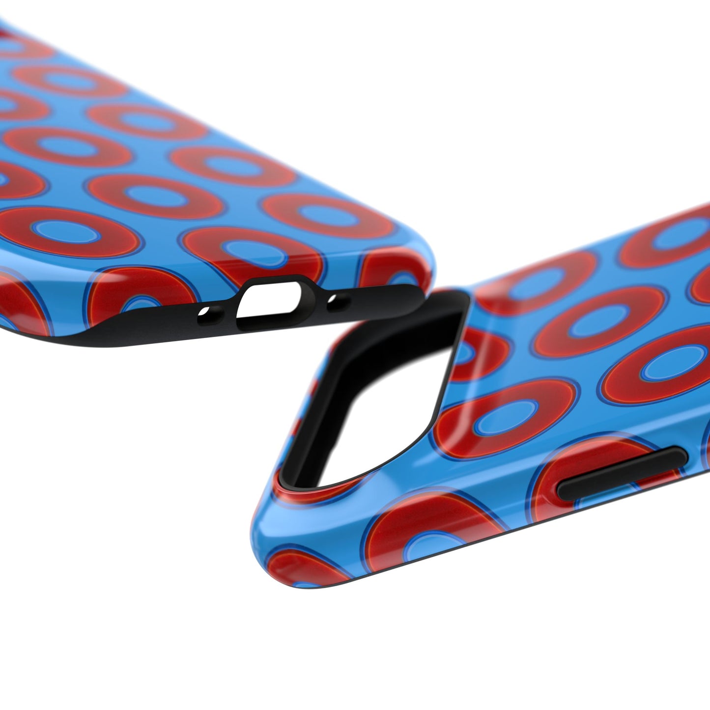 Impact-Resistant Lumpy Donut Case - red vivid donut print w/sky royal blue background