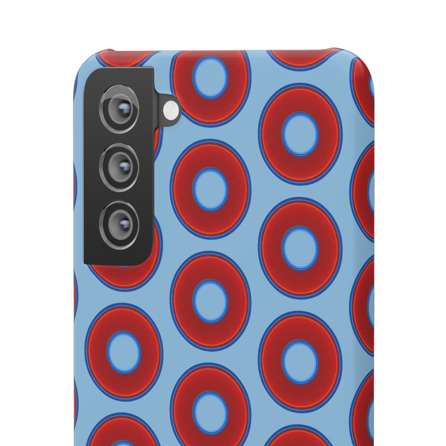 Lumpy Donut Snap Case - red vivid donut print w/sky blue background