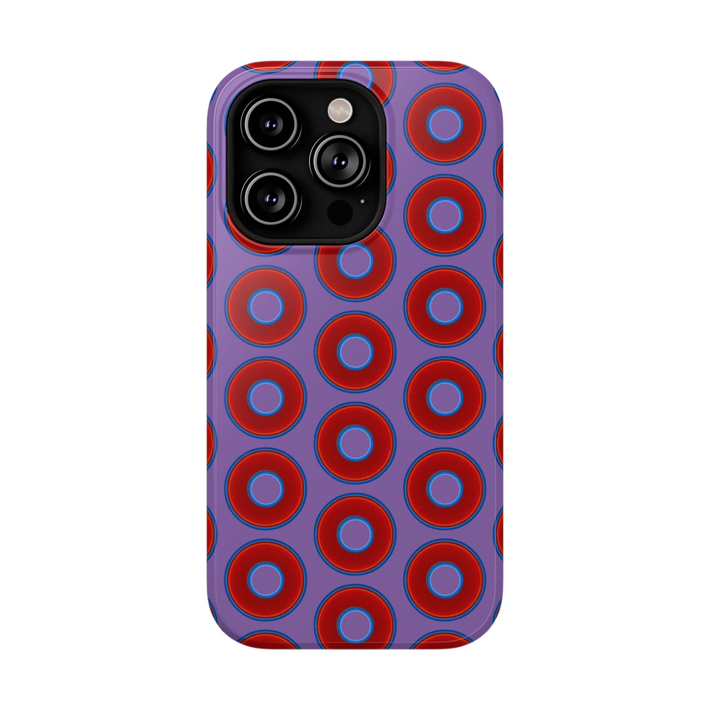 Impact-Resistant Lumpy Donut Case - red vivid donut print w/light purple background