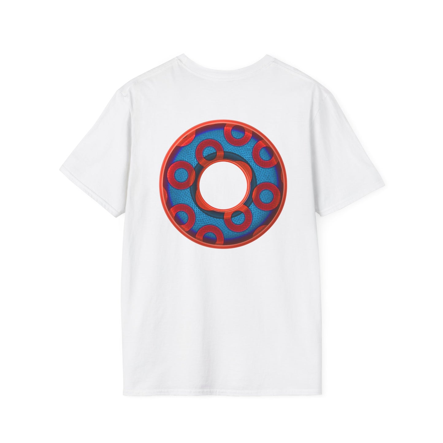 Plain Donuts/Unisex Soft-Style - "Plain Rustic Paradoxical Donuts" - red/light royal blue donuts