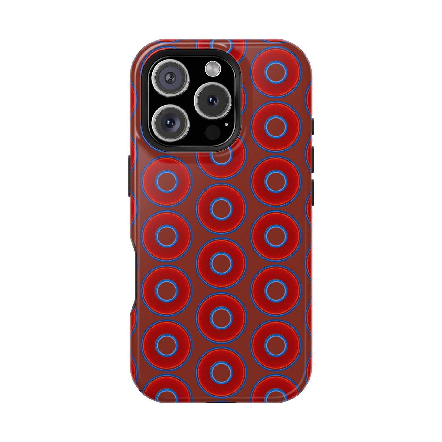 Magnetic Tough Donut Case - red vivid donut print w/burnt umber background