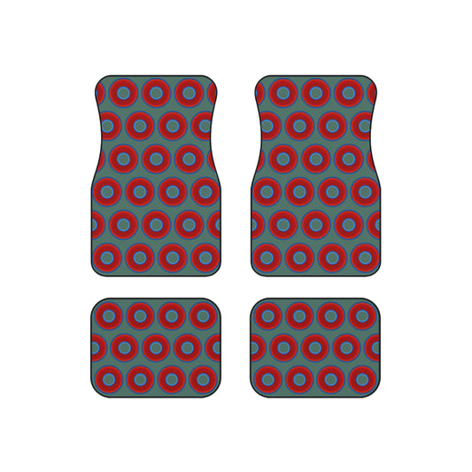 Contacted Car Mats - vivid donut print w/Fenway green background