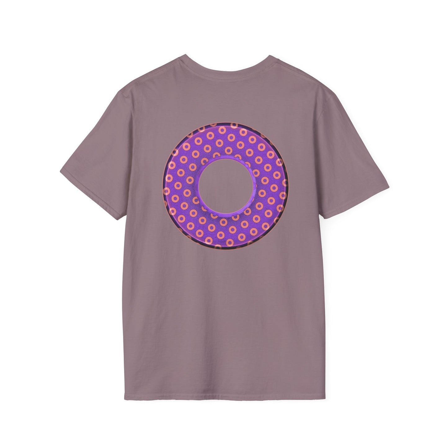 Plain Donuts/Unisex Soft-Style - "Plain Electric Paradoxical Donuts" - light purple/coral donuts