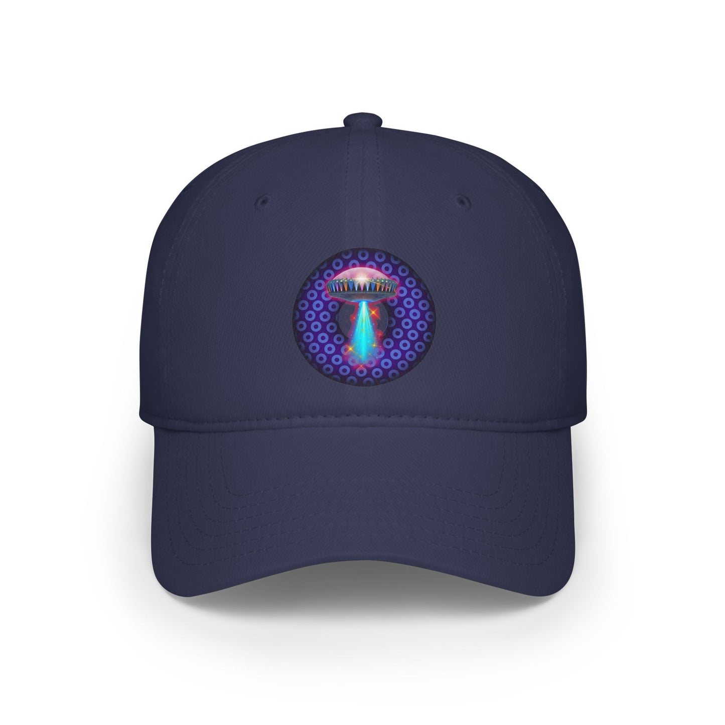Lumpy Donut Baseball Cap - "They Serve Donuts on the Mothership Now" - variant 4 - purple/blue paradoxical donut w/