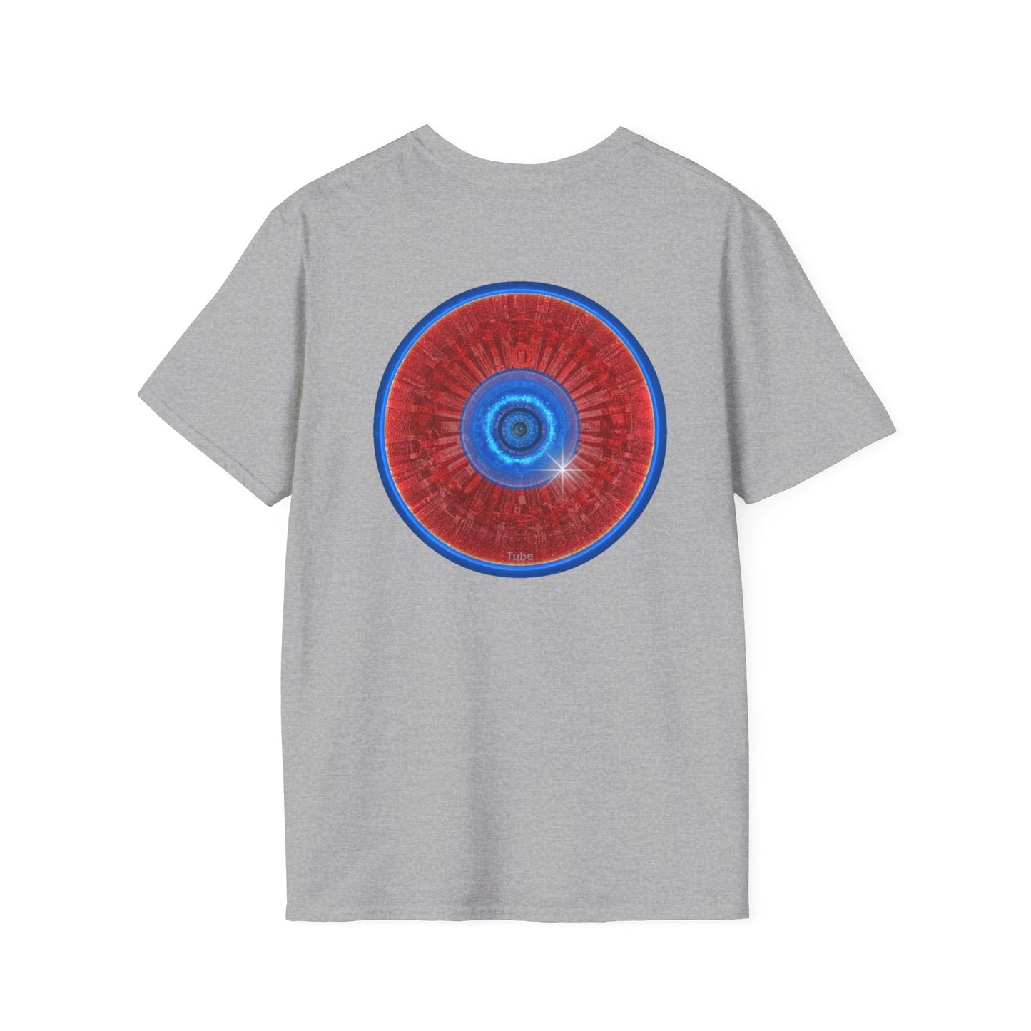 Classic Donut Tee - Unisex Soft-Style - "Graphic Translation Tee Shirt" - vivid red/blue tube donut - variant 1