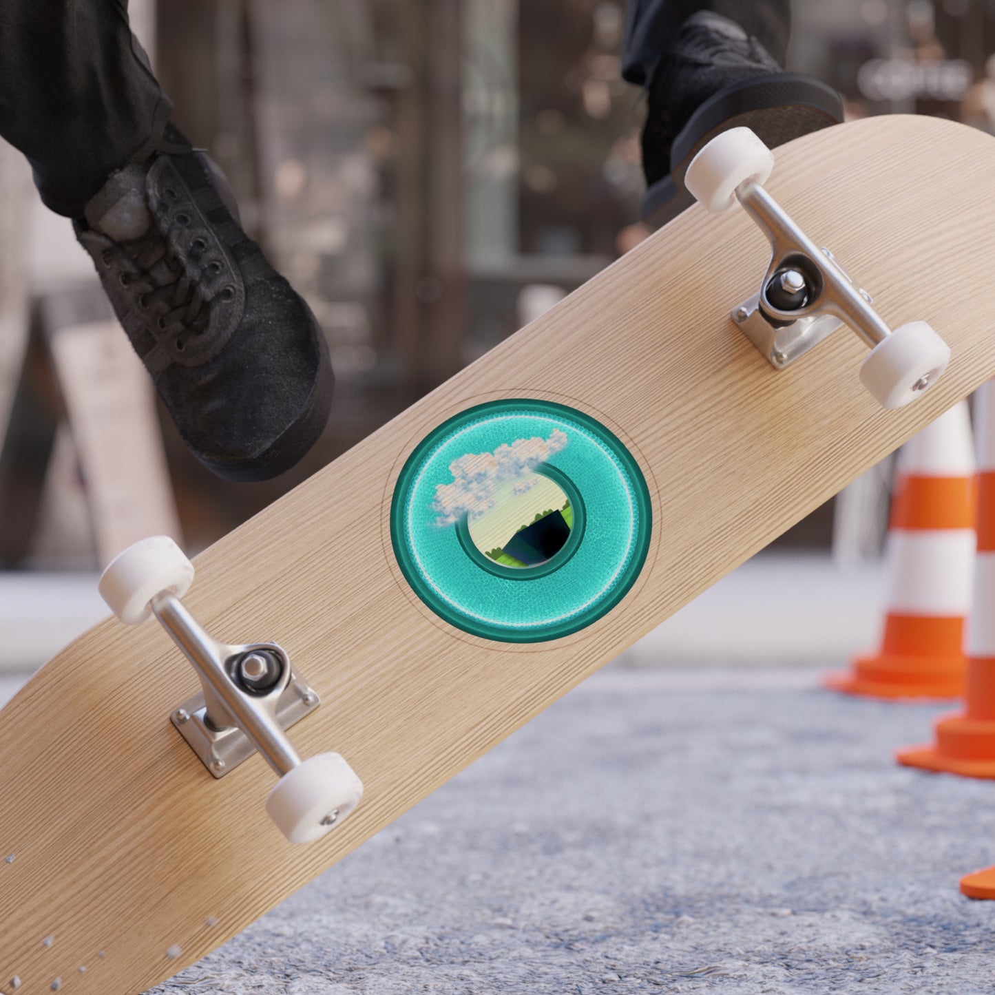 Donut Bumper/Outdoor Sticker - "Got Rhombus?" - series 1.0 - variant 5 - turquoise/teal - [Die-Cut] 6"x 6"
